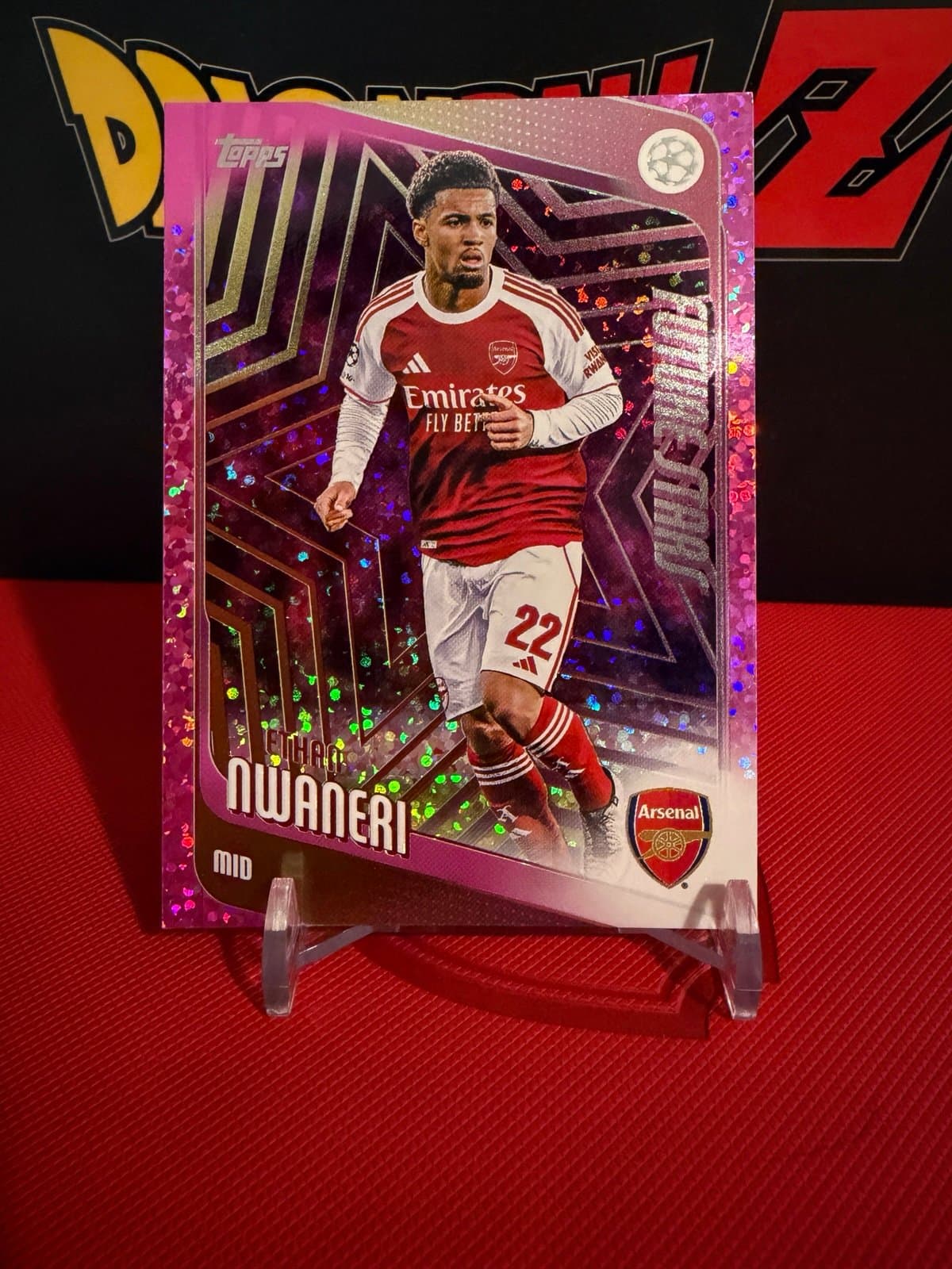 2025-26 Topps UEFA UCL Ethan Nwaneri Future Stars Purple Sparkle - Arsenal - Thumbnail 2