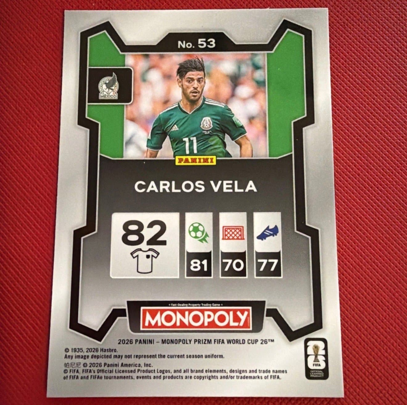 Carlos Vela 2026 Panini Prizm Monopoly FIFA World Cup #53 Base Mexico - Thumbnail 2