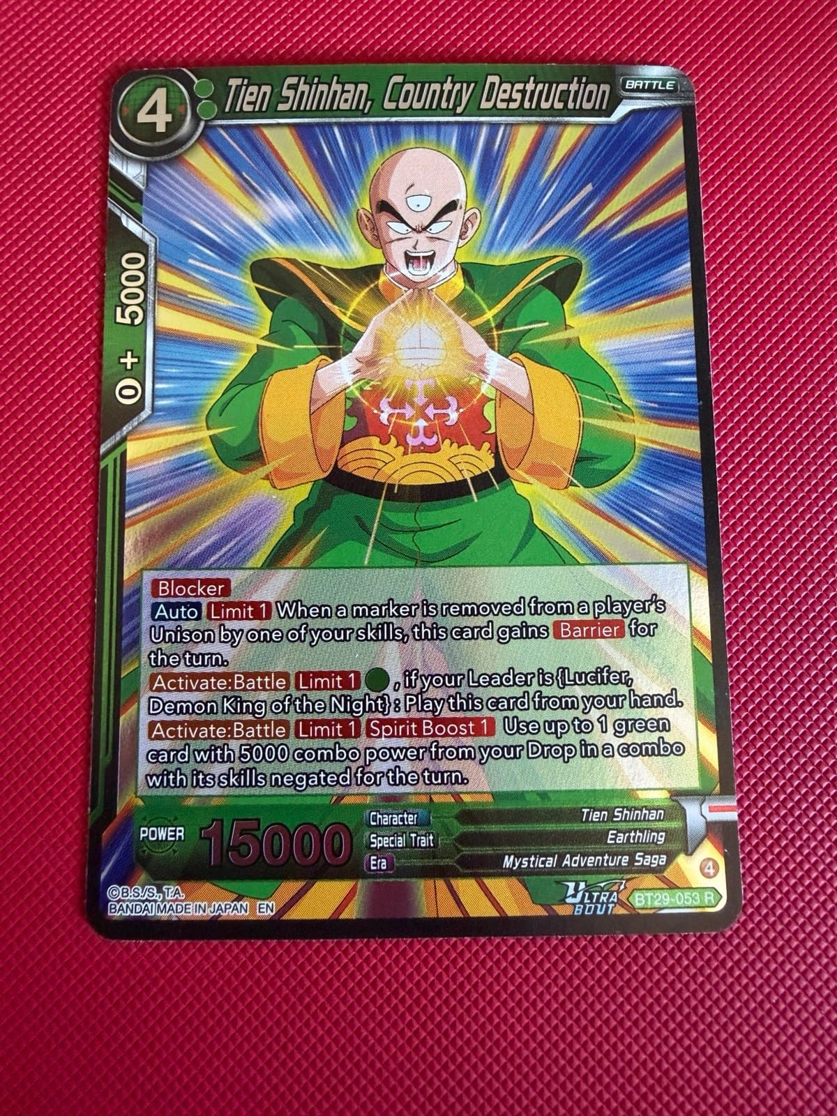 Dragon Ball Fearsome Rivals - Tien Shinhan, Country Destruction - BT29-053 FOIL