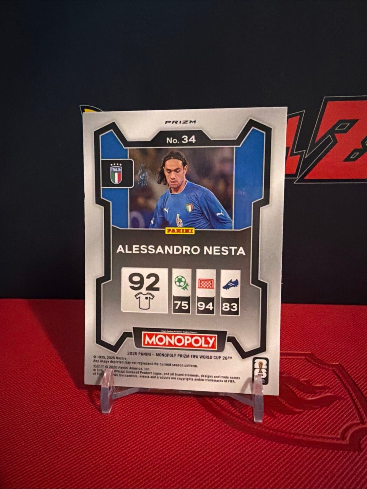 Alessandro Nesta 2026 Monopoly FIFA World Cup Prizm Italy Blue Wave Prizm #34 - Thumbnail 4