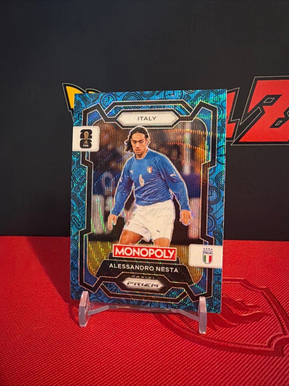 Alessandro Nesta 2026 Monopoly FIFA World Cup Prizm Italy Blue Wave Prizm #34 - Thumbnail 3