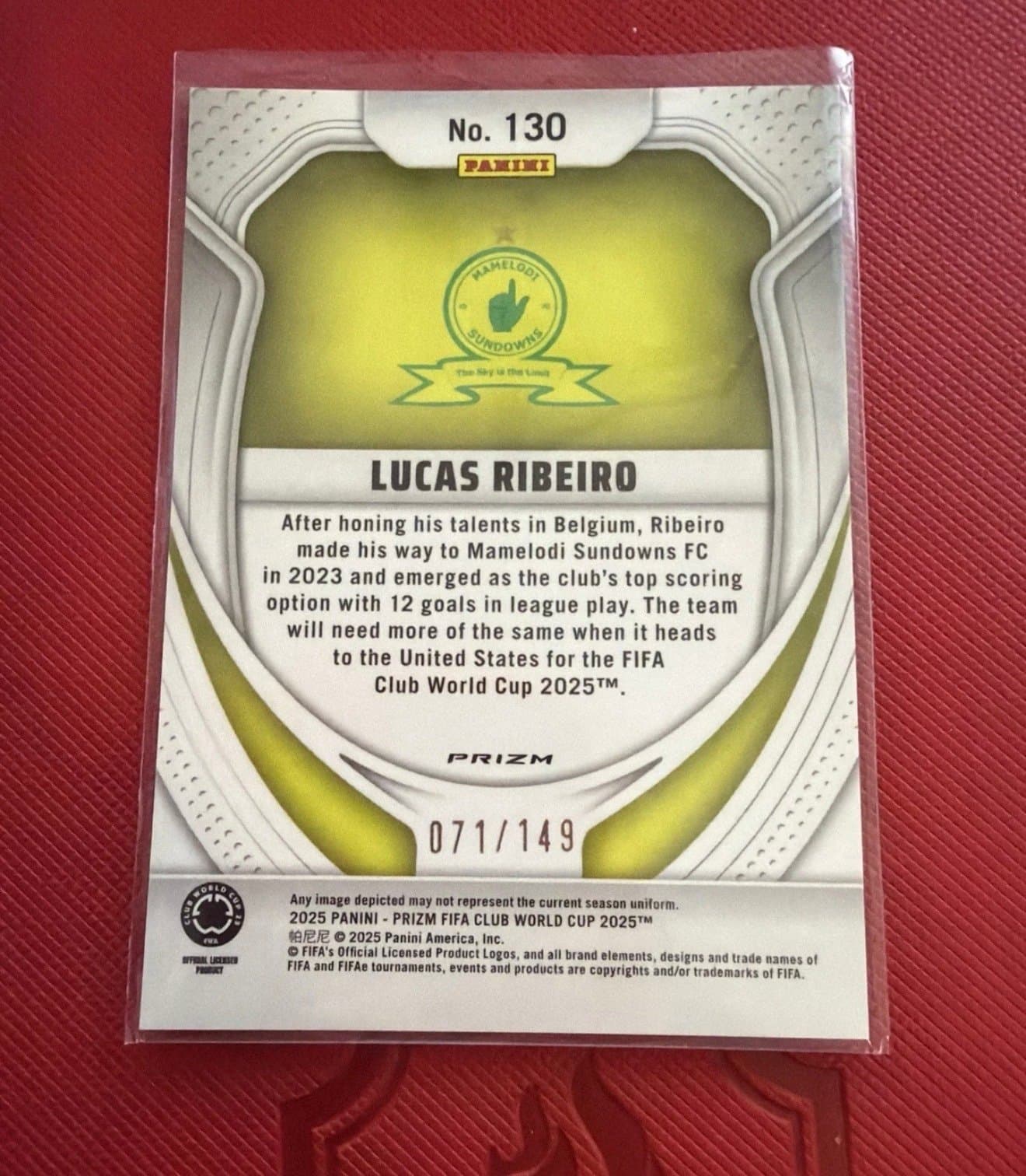 2025 Prizm FIFA Club World Cup Lucas Ribeiro #130 Blue Glitter /149 RC - Thumbnail 3