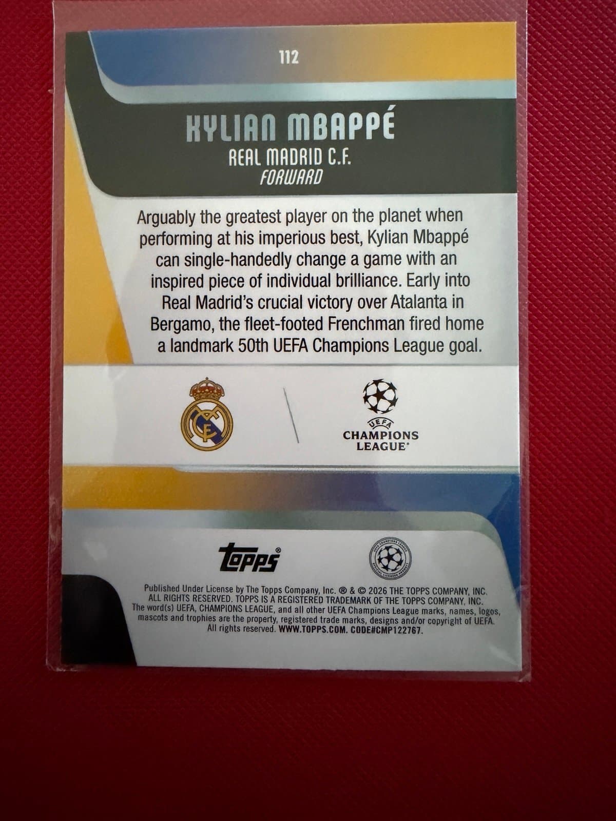 Topps Kylian Mbappé Real Madrid UEFA Champions League Soccer Card #112 - Thumbnail 6