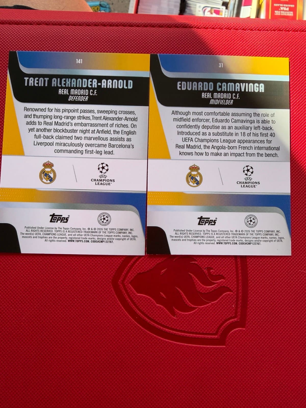 2026 Topps UCL Real Madrid Camvinga + Trent Arnold - Thumbnail 2