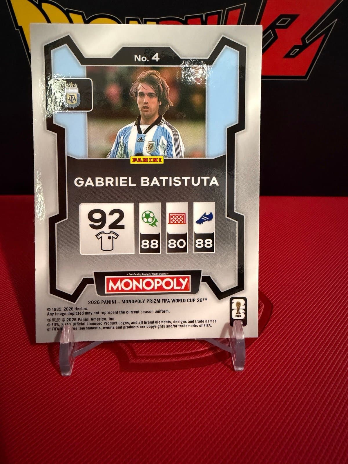 Panini Monopoly Prizm Gabriel Batistuta #4 Argentina FIFA World Cup 2026 - Thumbnail 2