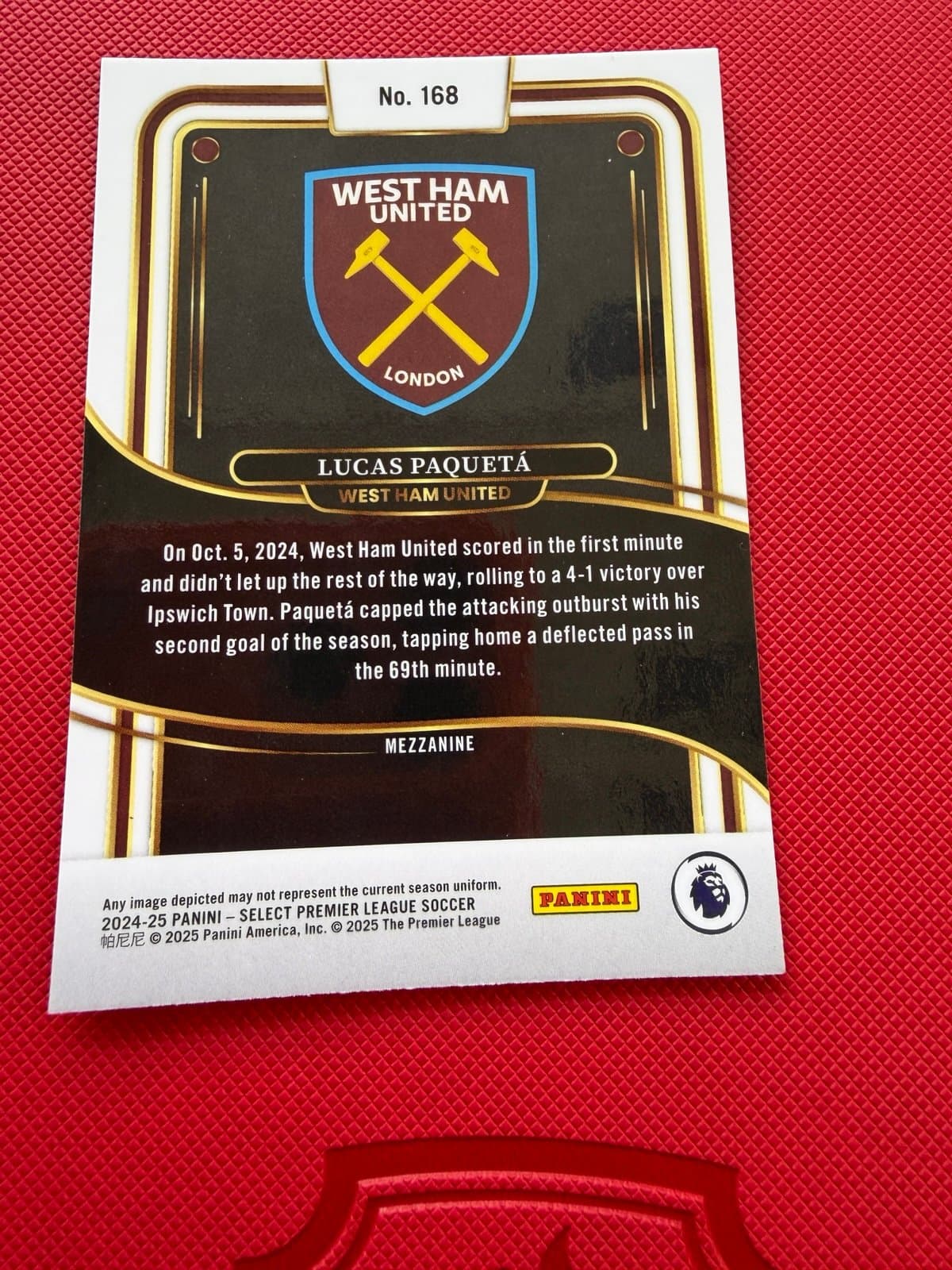 2024-25 Select Premier League Mezzanine Silver Prizm #168 Lucas Paqueta - Thumbnail 2