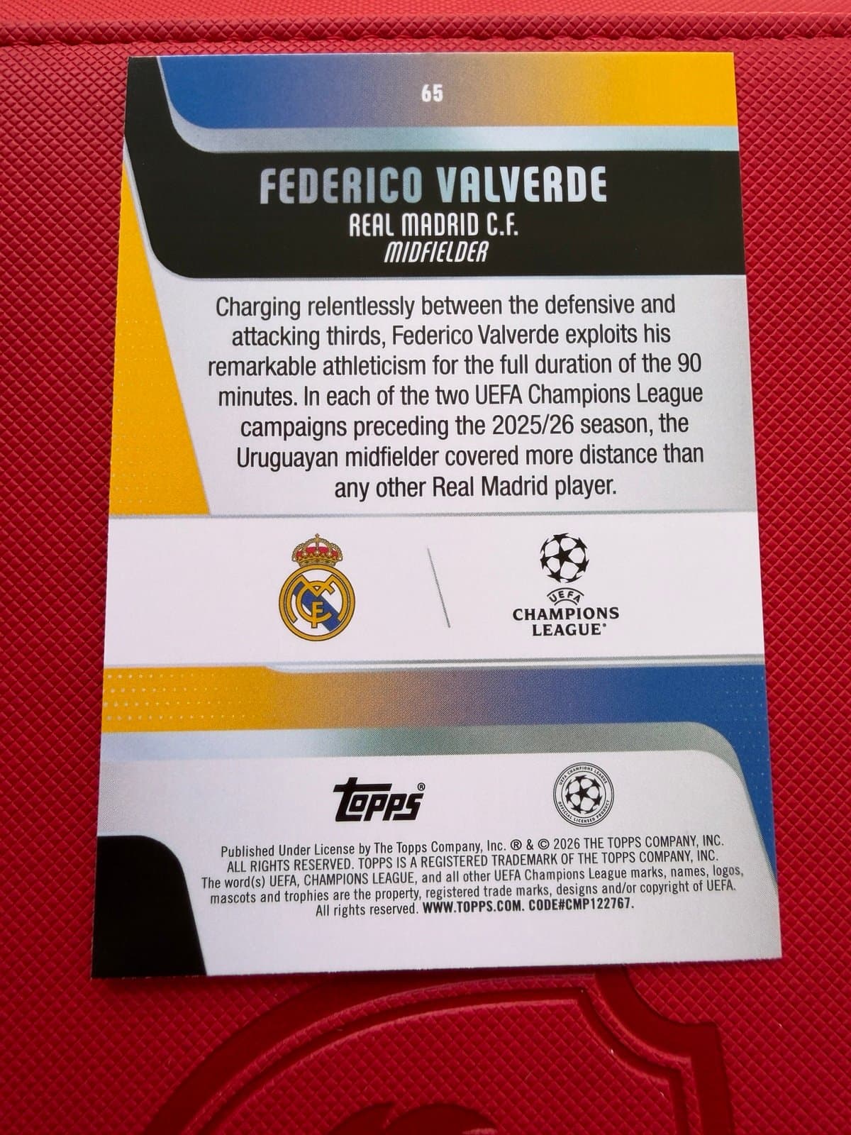 2025-26 Topps UEFA UCC Flagship Federico Valverde - Thumbnail 2