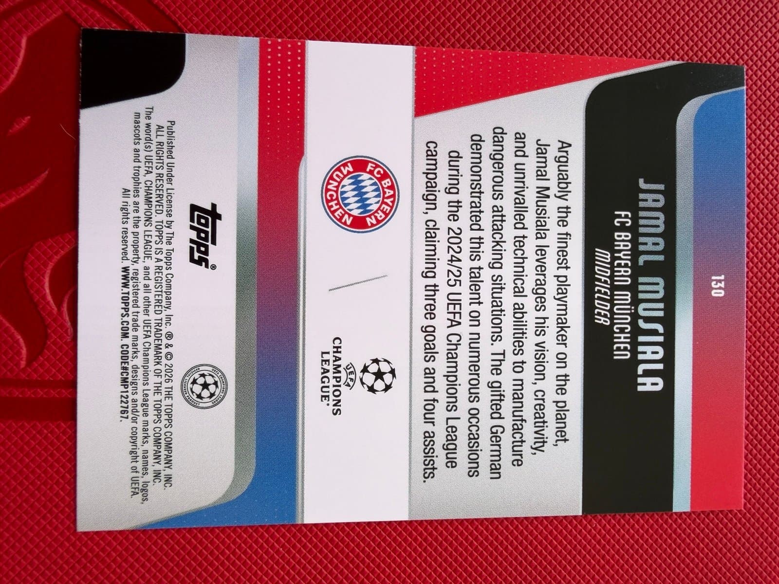 2026 Topps Uefa champions League Musiela FC Bayern - Thumbnail 2