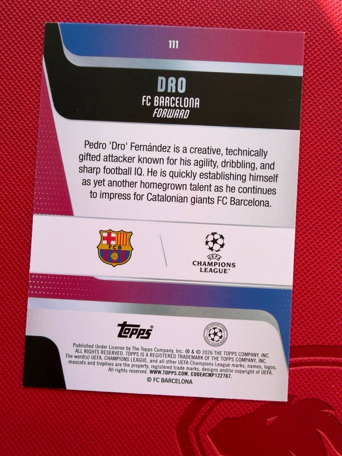2025-26 TOPPS UEFA UCC FLAGSHIP BARCELONA DRO ROOKIE - Thumbnail 2