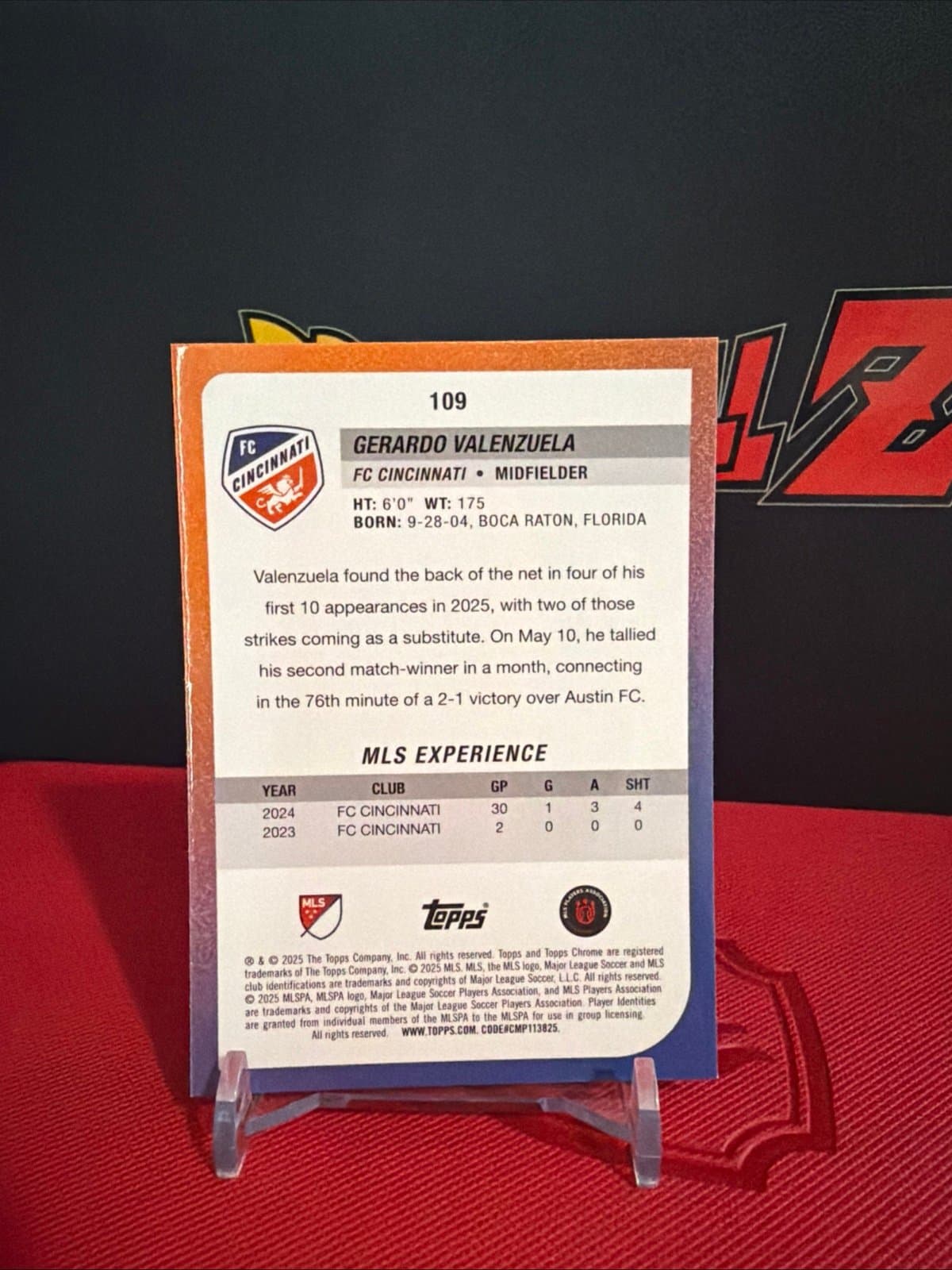 Gerardo Valenzuela RC 2025 Topps Chrome MLS - White Lava SP - Cincinnati - Thumbnail 3