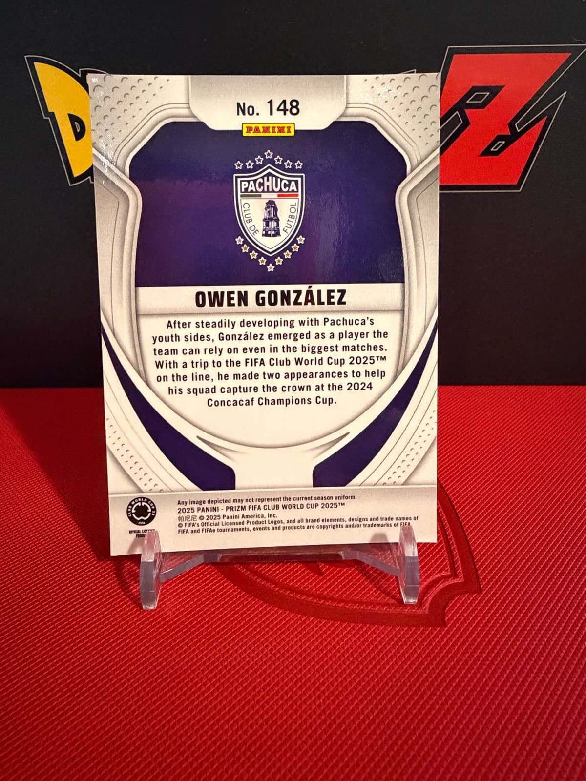2025 Panini Prizm FIFA Club World Cup Soccer RC #148 Owen Gonzalez - CF Pachuca - Thumbnail 3
