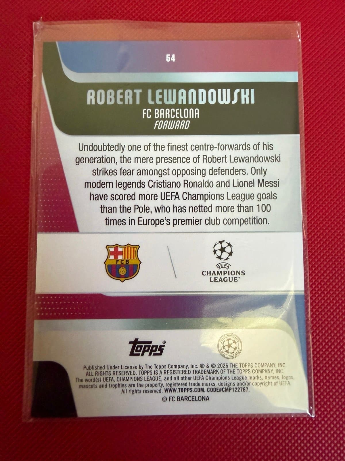 2025-26 Topps UEFA Club Competitions Soccer #54 Robert Lewandowski -FC Barcelona - Thumbnail 5