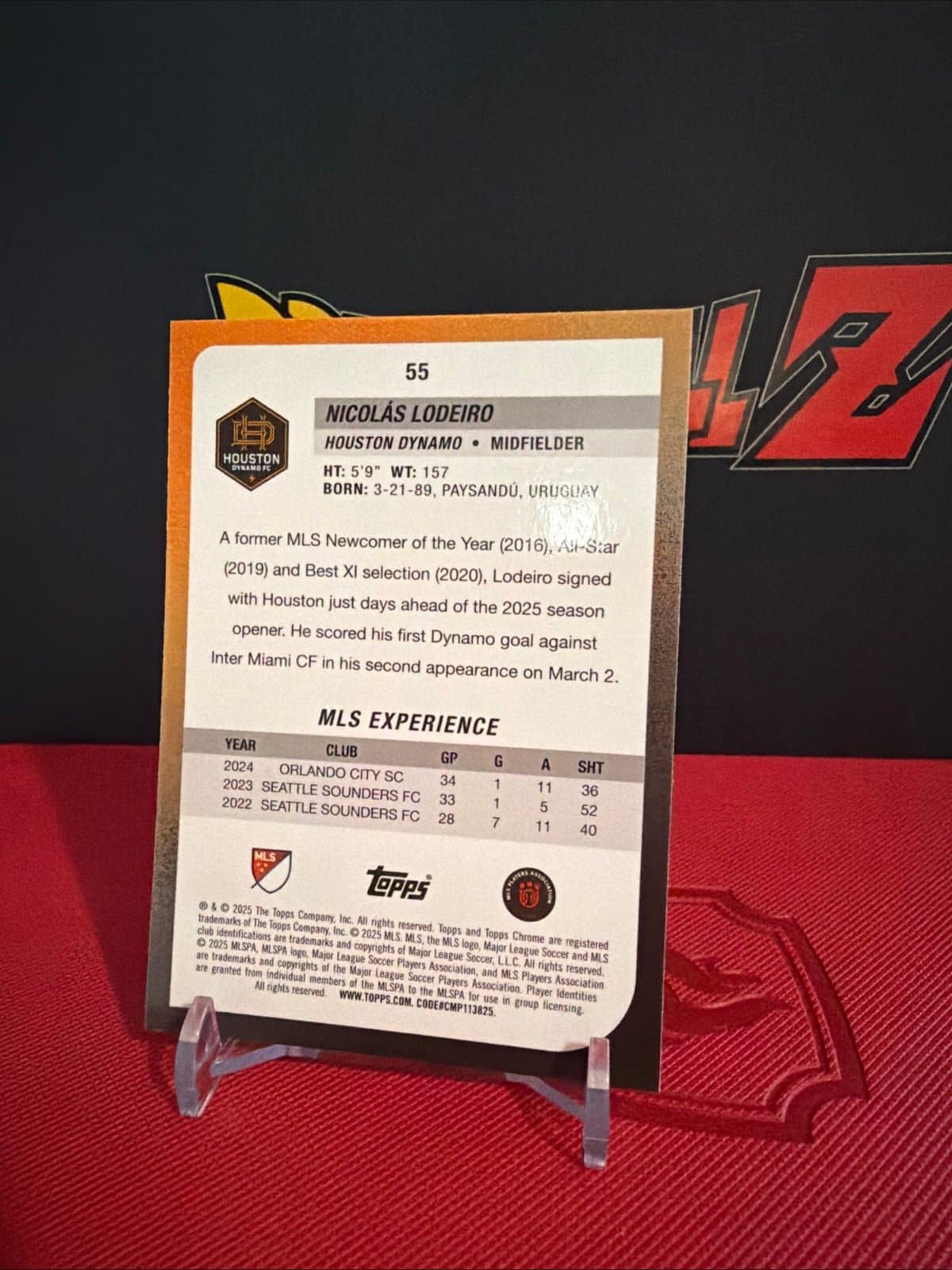 2025 Topps Chrome MLS White Lava Refractor #55 NICOLAS LODEIRO Houston Dynamo - Thumbnail 3