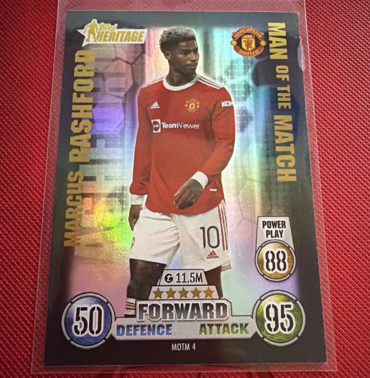2021 Topps Match Attax #MOTM 4 Marcus Rashford Manchester United Soccer Card - Image 1
