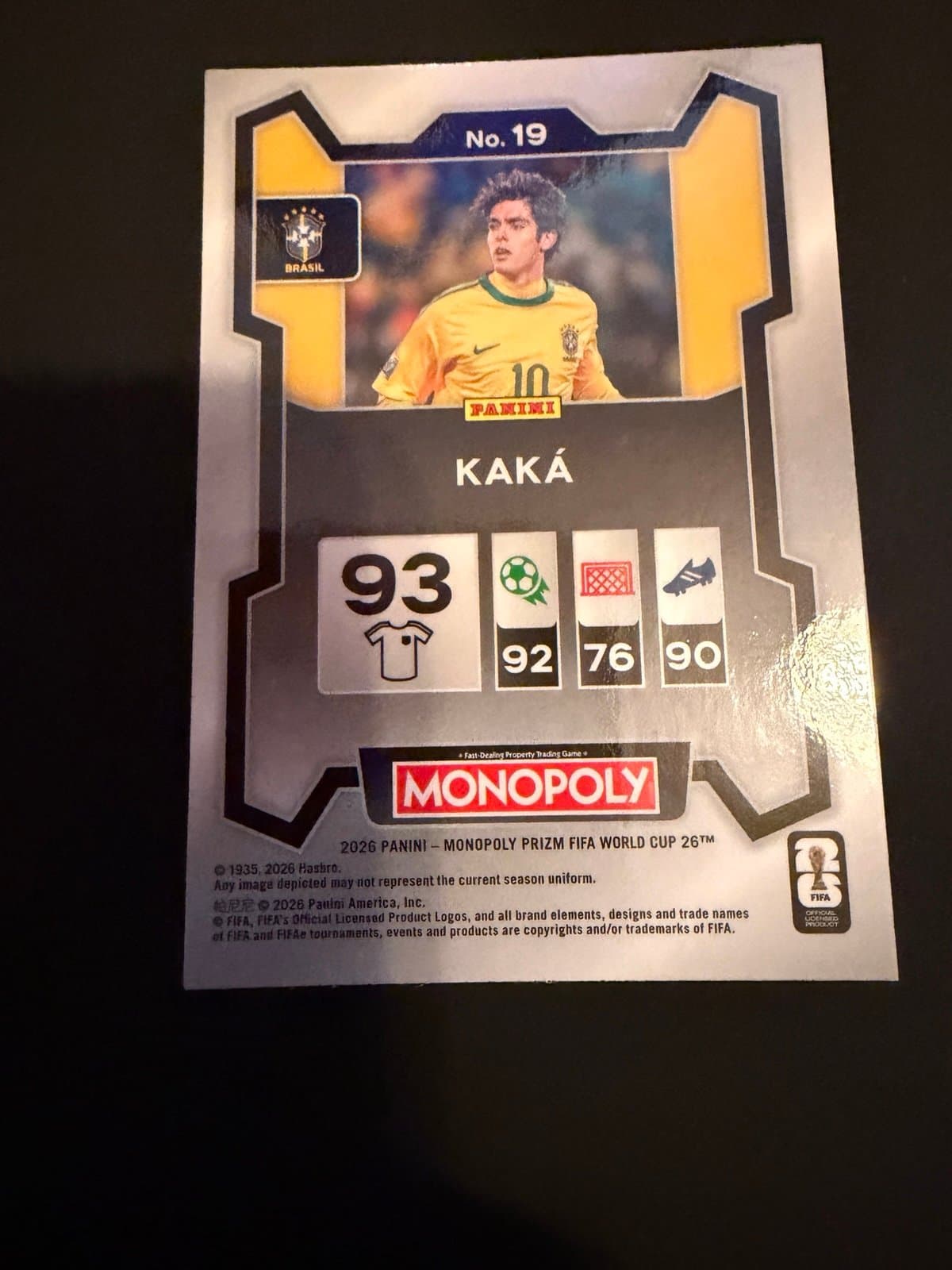 Kaka 2026 Panini Prizm Monopoly FIFA World Cup #16 Base Brazil - Thumbnail 2
