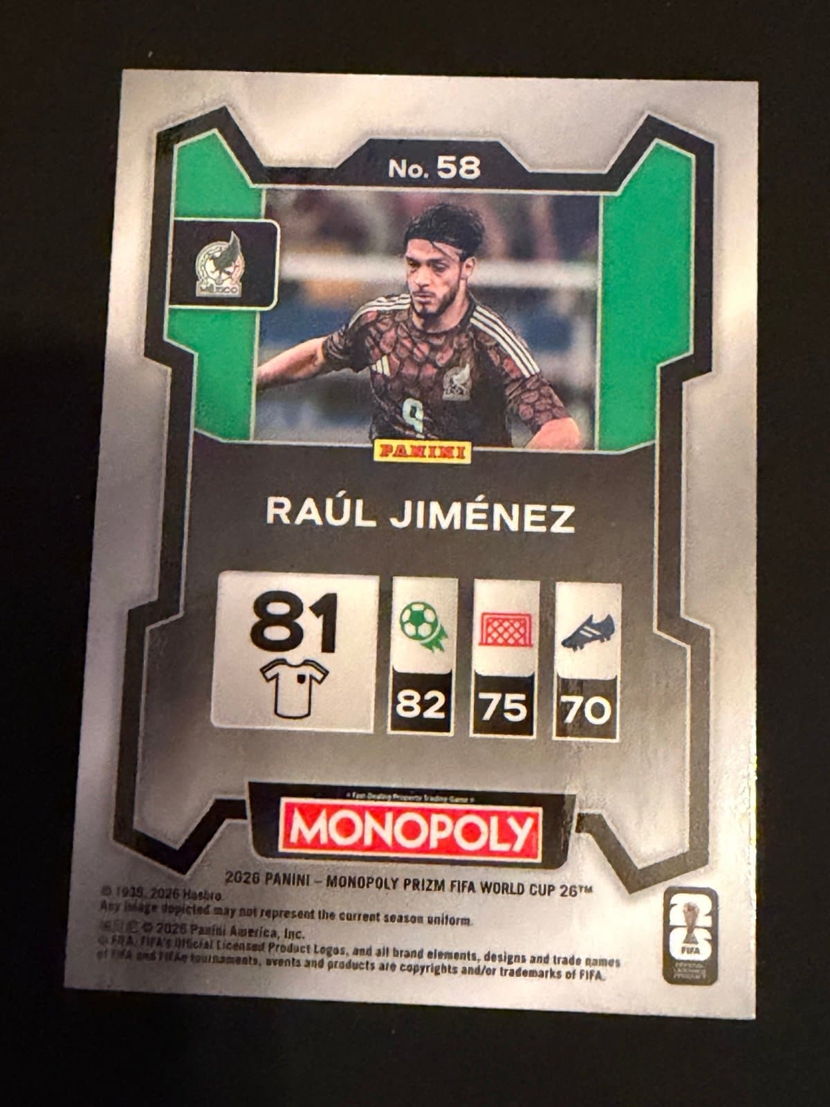 2026 Panini Prizm Monopoly FIFA World Cup Raul Jimenez Card #58 Mexico - Thumbnail 2