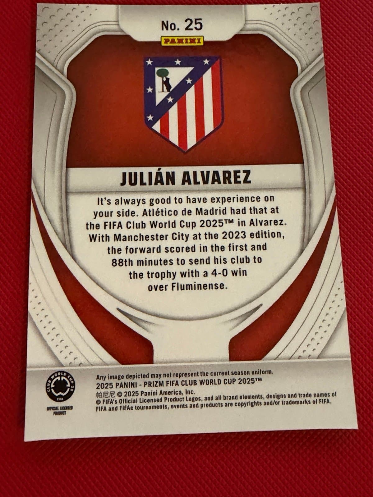 Prizm Julian Alvarez Atletico de Madrid Club World Cup no.25 - Thumbnail 2