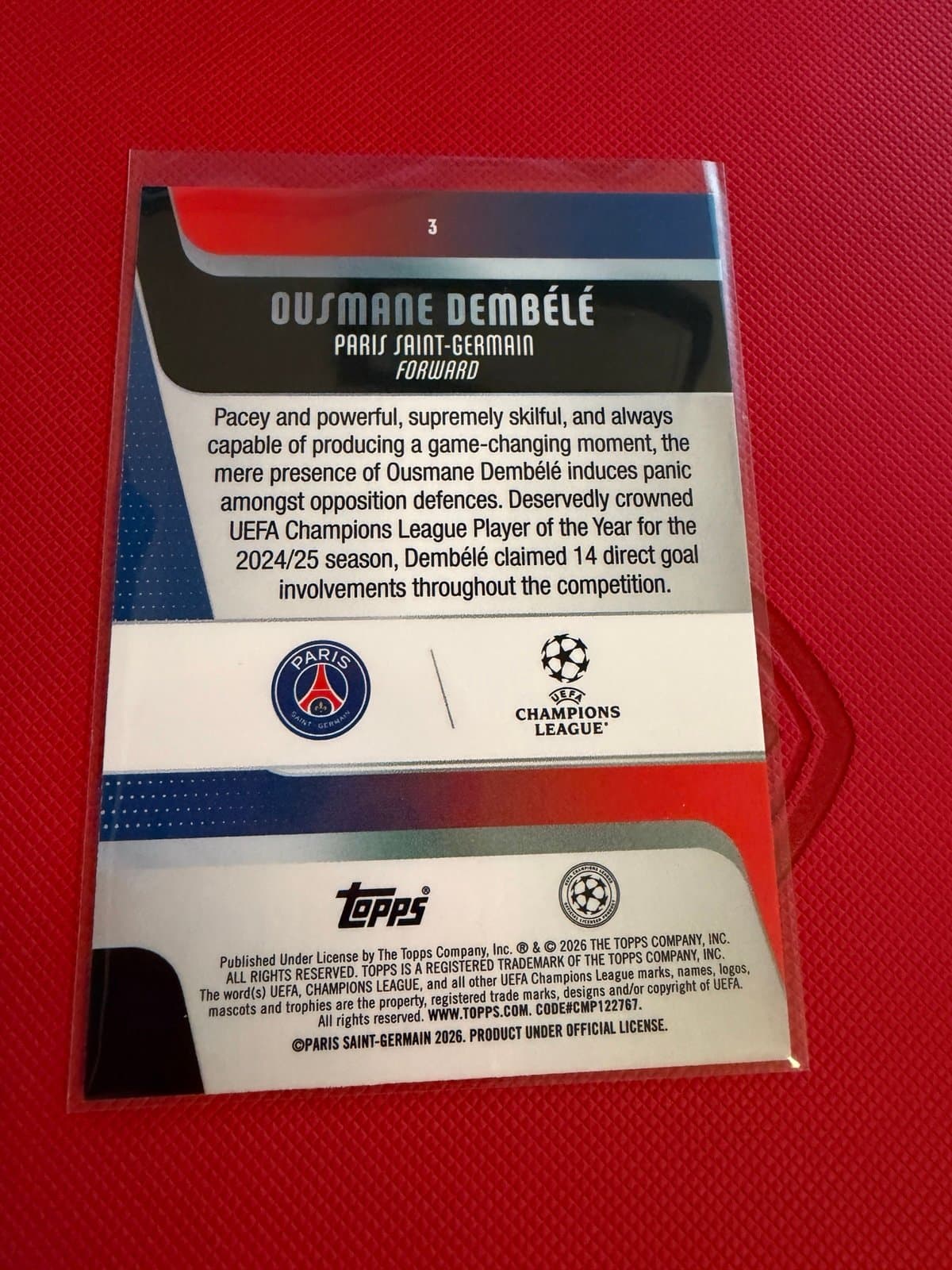 2025-26 Topps FLAGSHIP UEFA Club Competitions #3 Ousmane Dembélé, PSG - Thumbnail 2