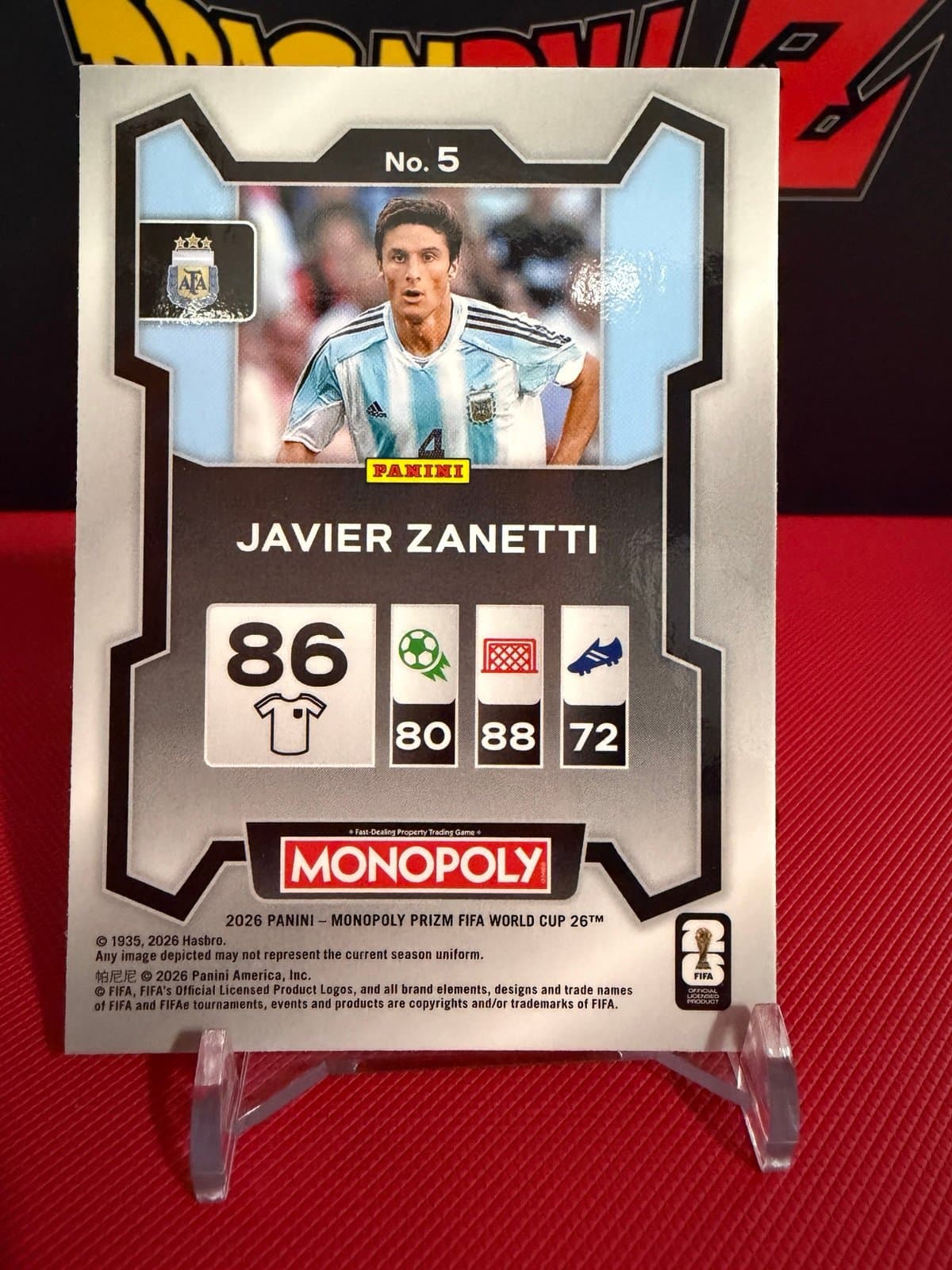 2026 Panini Prizm Monopoly FIFA World Cup Javier Zanetti Card #5 Argentina - Thumbnail 2