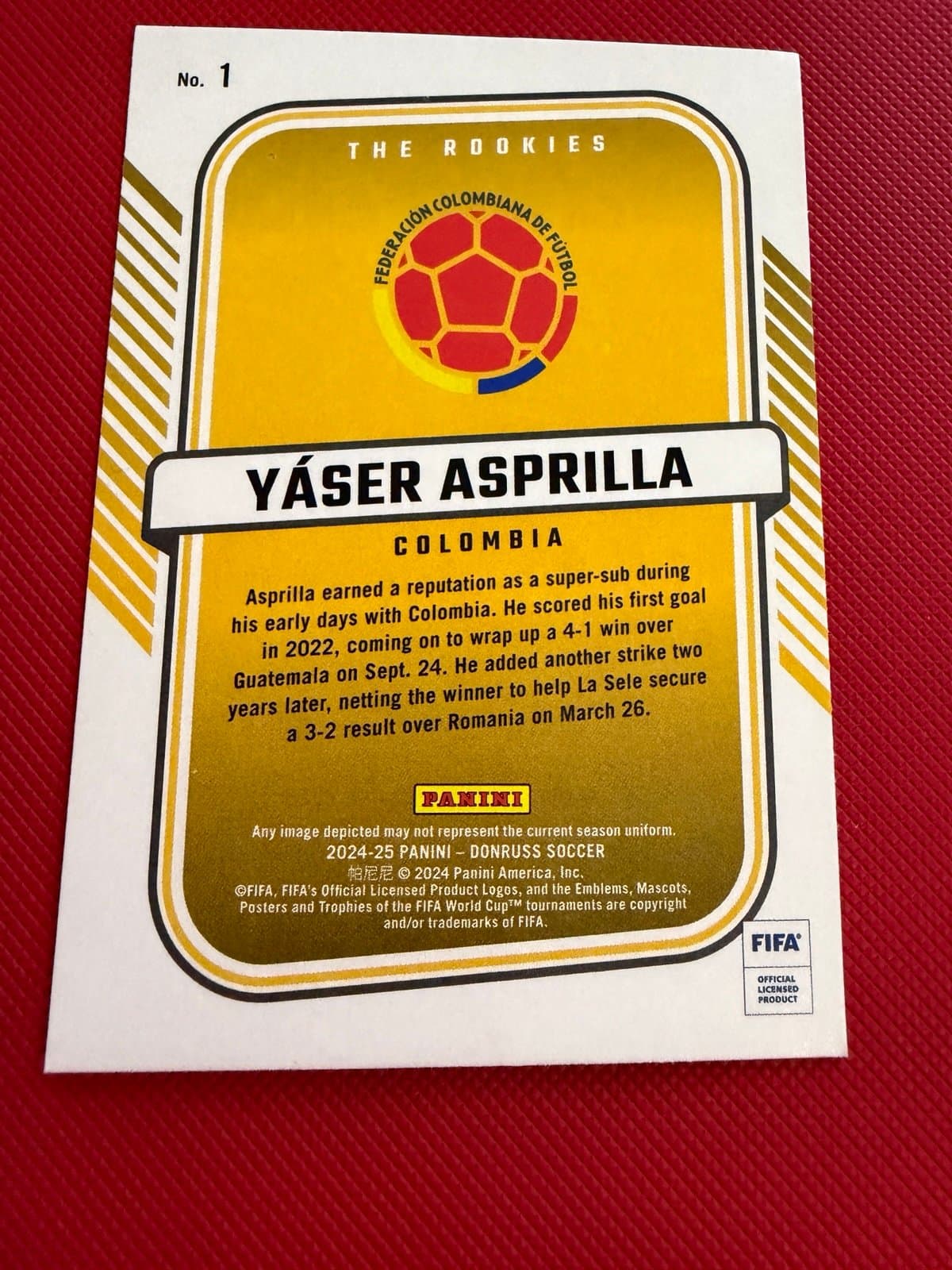 2024-25 Panini Soccer Donruss Yaser Asprilla The Rookies Colombia #7 - Thumbnail 7