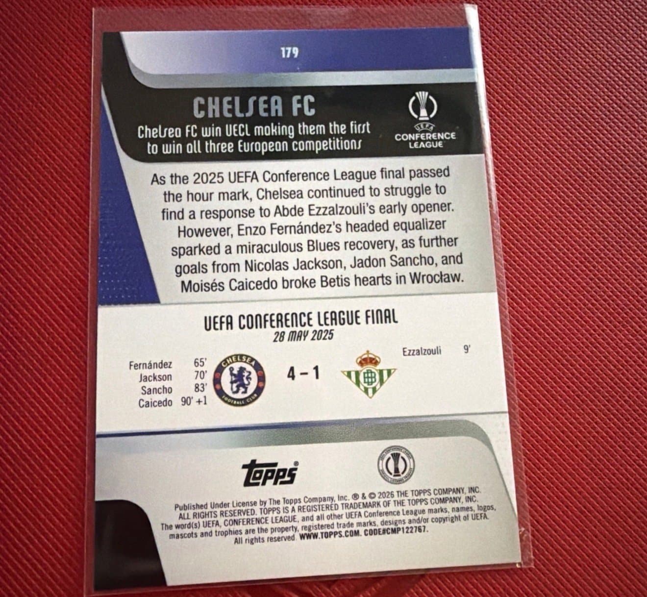 2025-26 Topps UEFA Club Competitions 2024-25 Title Winners #179 Chelsea FC - Thumbnail 2