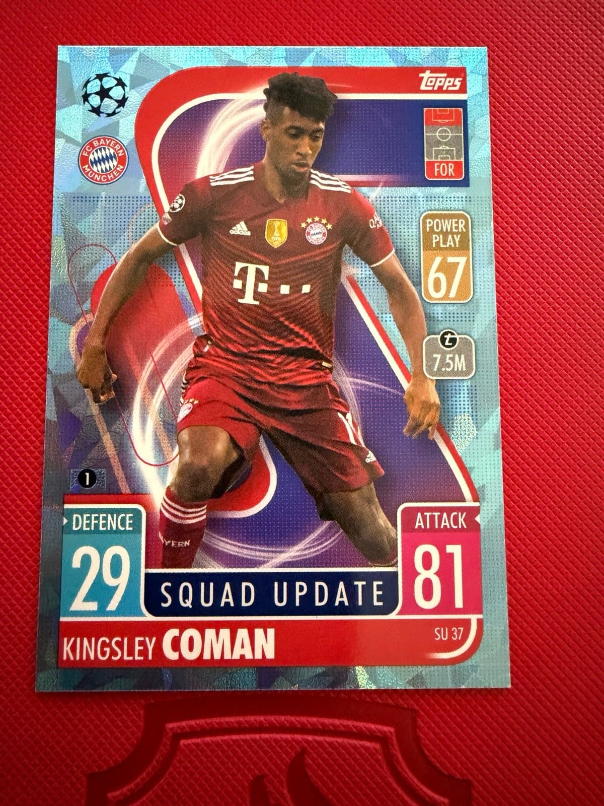 TOPPS Match Attax Extra Kingsley Coman BLUE CRACKED ICE card #SU 37