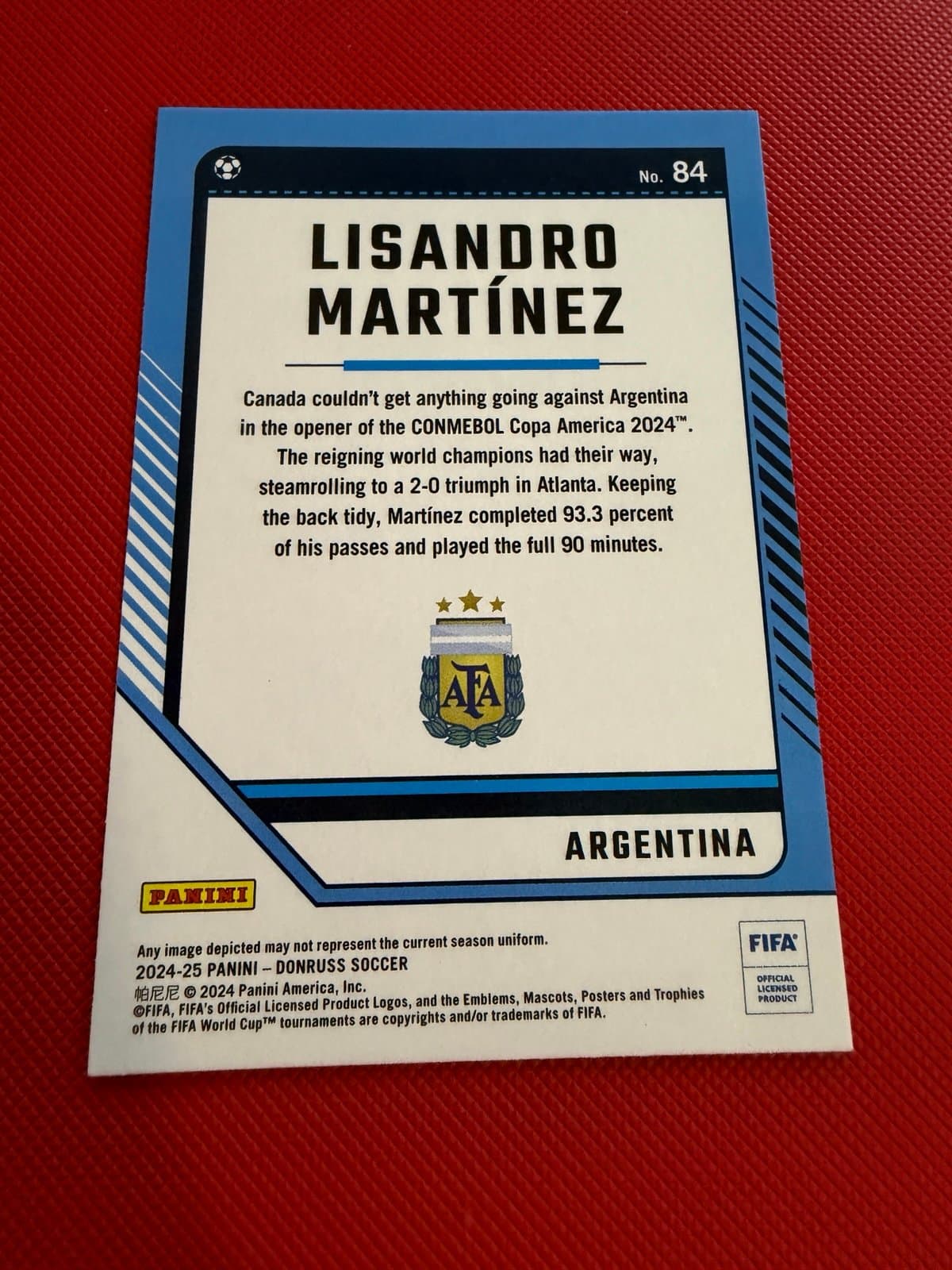 Lisandro Martinez 2024-25 Panini Donruss FIFA Soccer #84 Base - Thumbnail 2