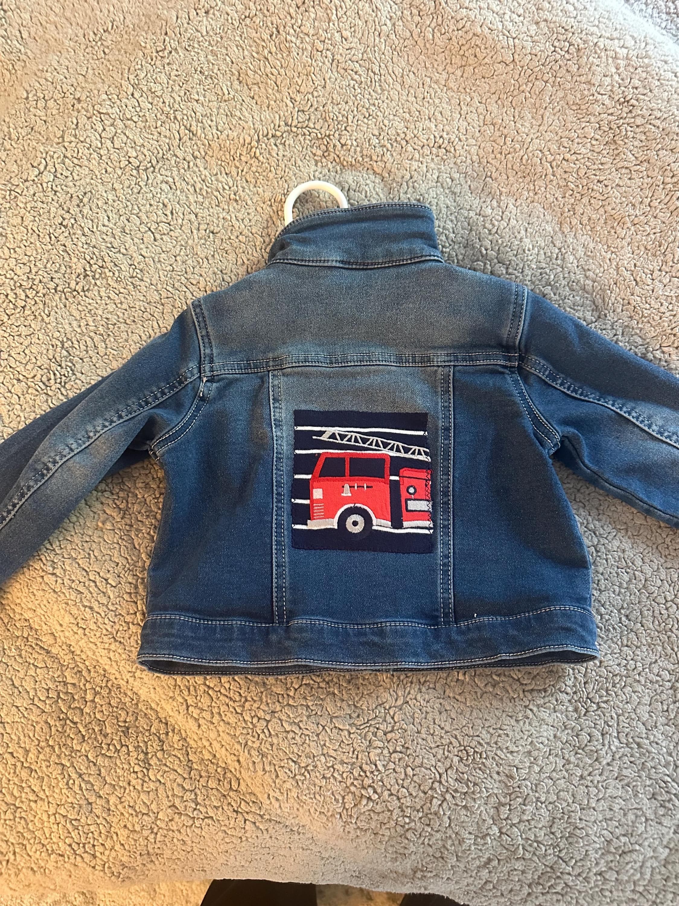 Denim jacket fire truck on back - Image 1