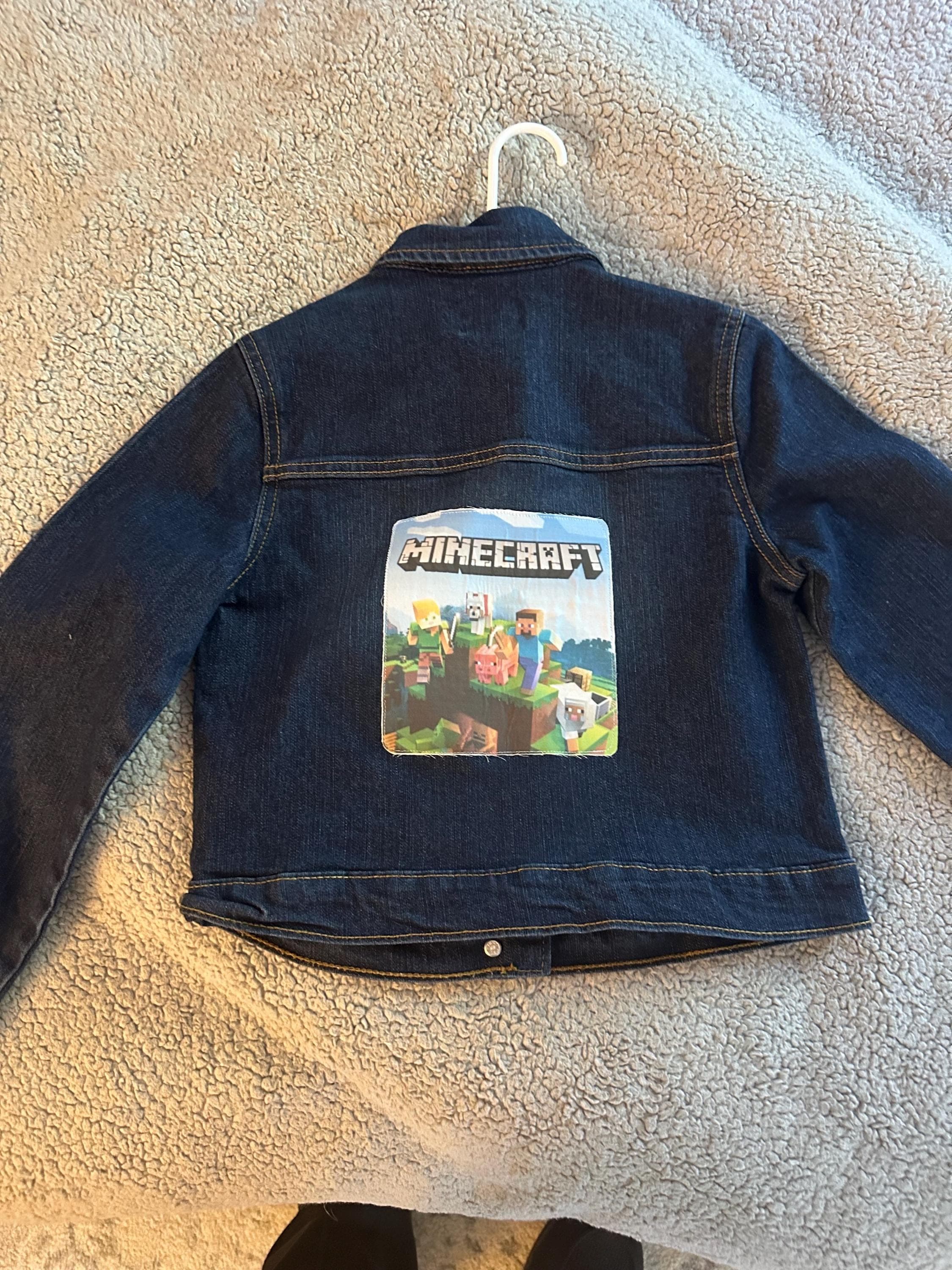 Denim jacket Minecraft on back - Image 1
