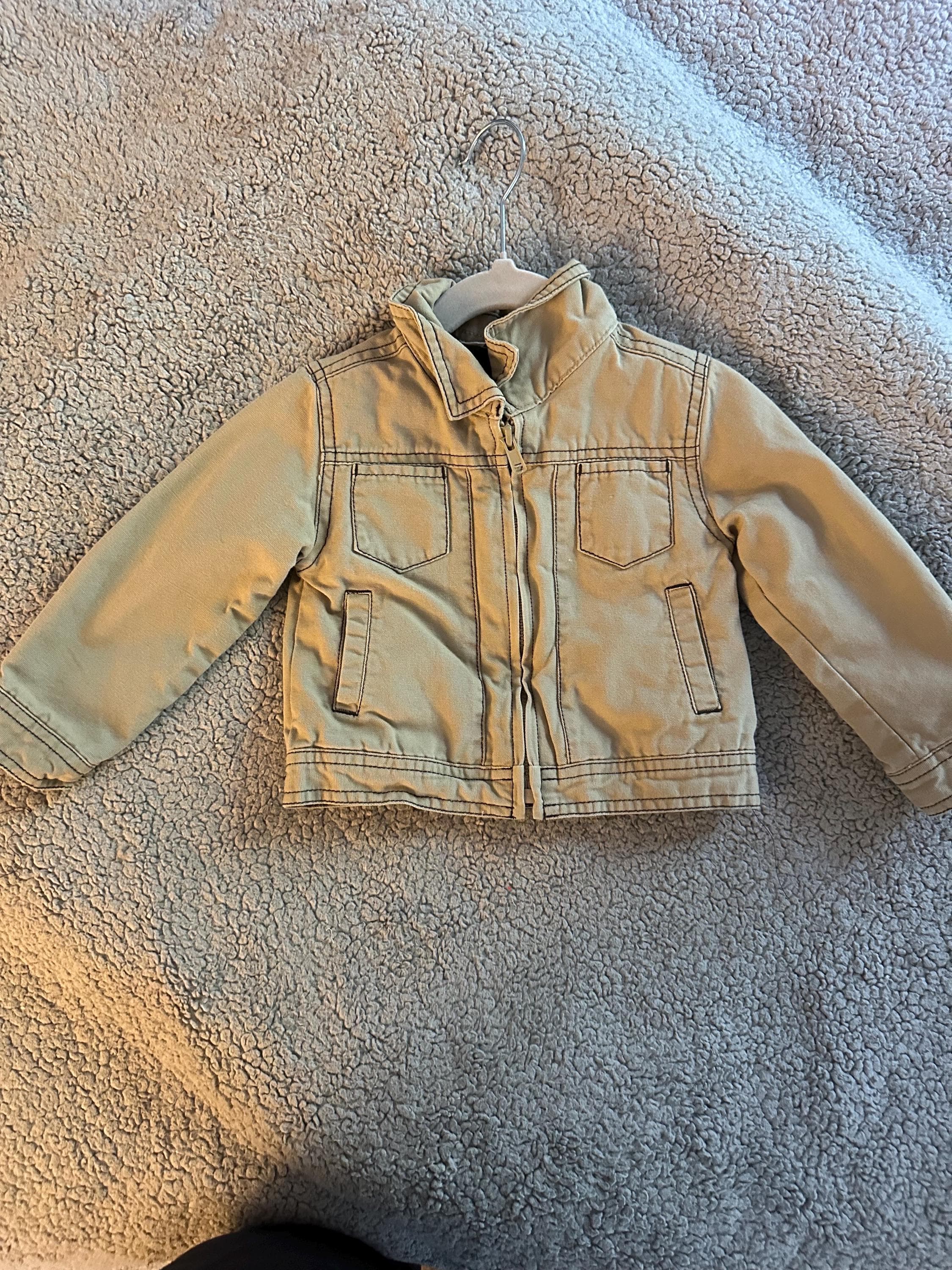 Khaki denim jacket with Carhartt truck on back - Thumbnail 2