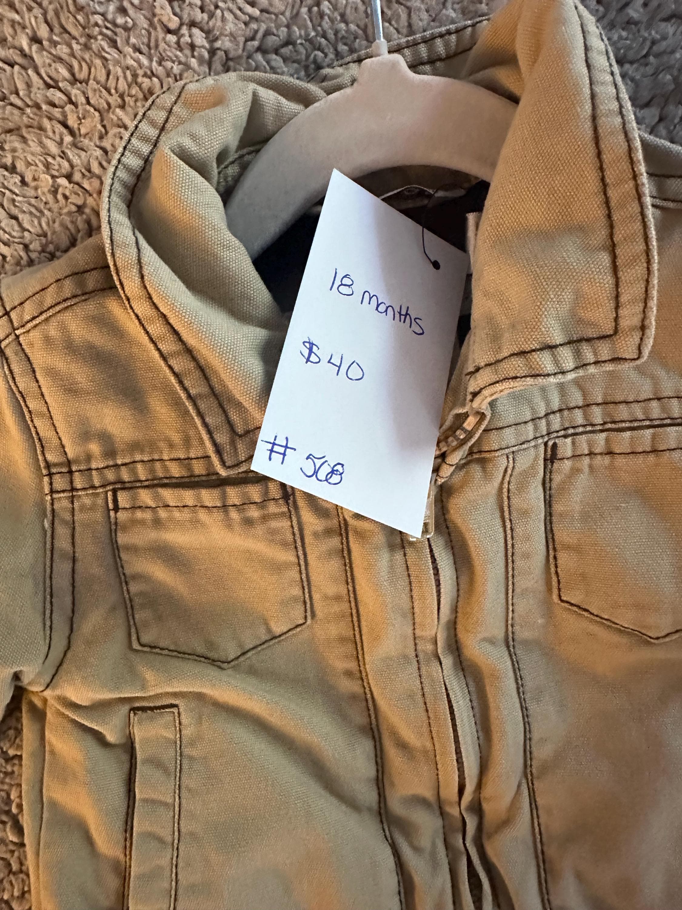 Khaki denim jacket with Carhartt truck on back - Thumbnail 3