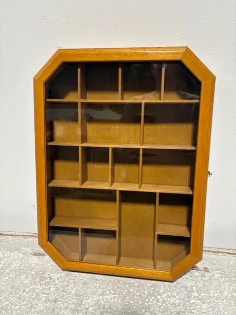 Light Wood Wall Hanging Trinket Cabinet With Glass Door - Image 1