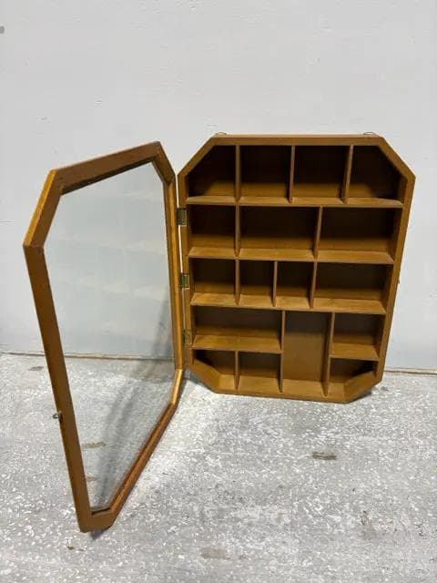 Light Wood Wall Hanging Trinket Cabinet With Glass Door - Thumbnail 2