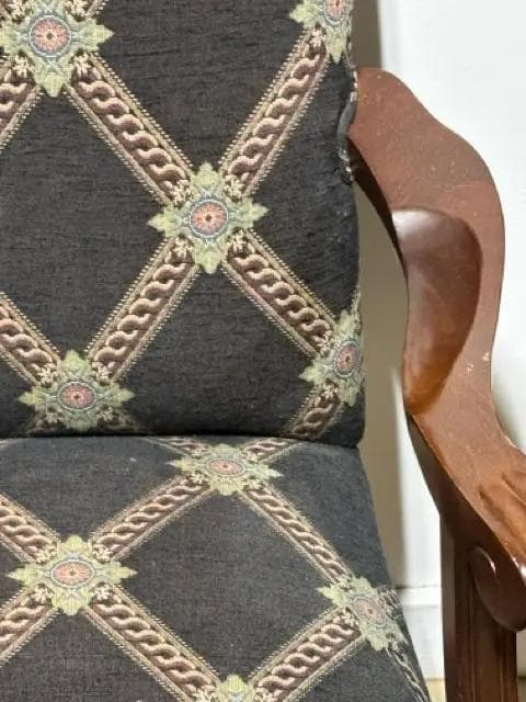 Set of 2 Black High Back Arm Chairs With Trellis Design - Thumbnail 3