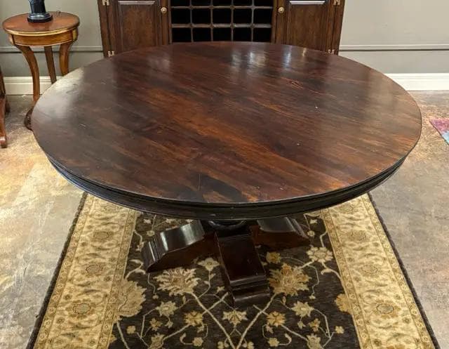 Black Wooden Round Pedestal Base Dining Table - Image 1