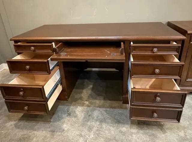 Wooden Desk With 6 Drawers - Thumbnail 2