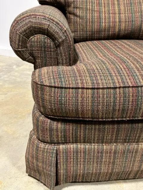 Massoud Brown, Green And Burgandy Plaid Rolled Arm Chair - Thumbnail 2