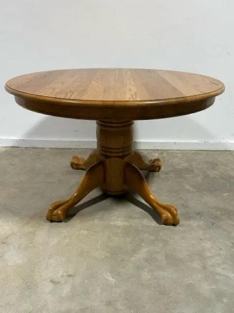 H.W. Hull Solid Oak Pedestal Base Dining Table With 6 Chairs - Thumbnail 2