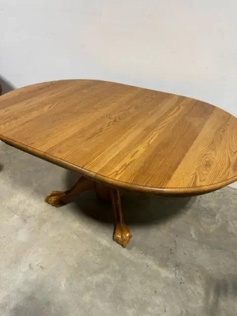 H.W. Hull Solid Oak Pedestal Base Dining Table With 6 Chairs - Thumbnail 5