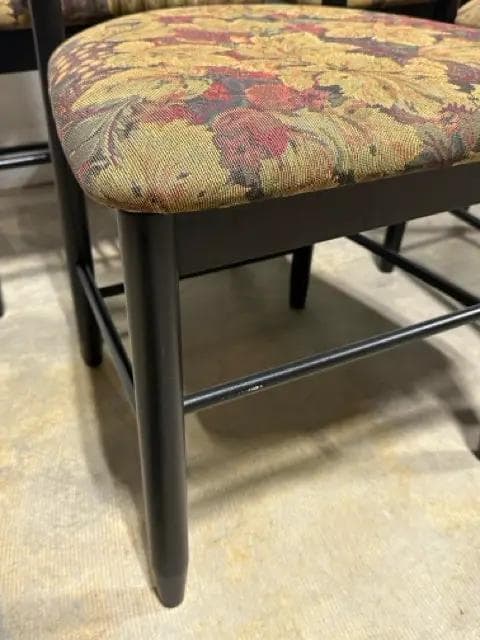 Set Of 4 Black Wooden Dining Chairs With Upholstered Seats - Thumbnail 3