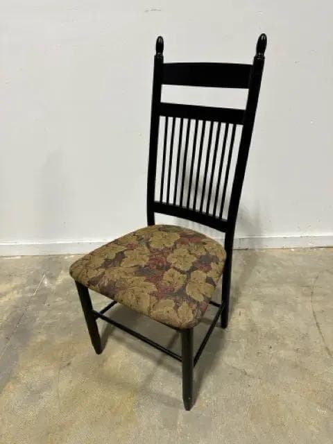 Set Of 4 Black Wooden Dining Chairs With Upholstered Seats - Thumbnail 5