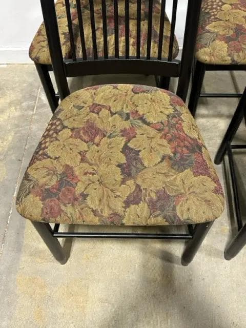 Set Of 4 Black Wooden Dining Chairs With Upholstered Seats - Thumbnail 2