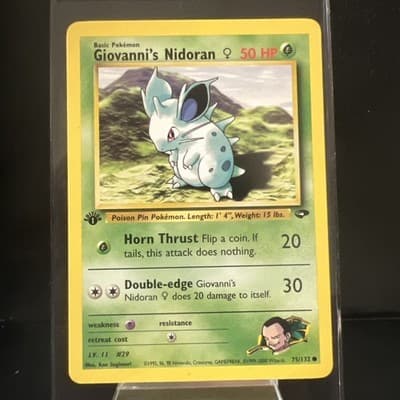 Pokemon TCG 1st Edition Giovanni’s Nidoran 75/132 Gym Challenge NM