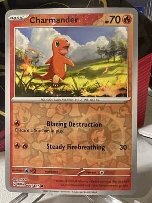 Pokemon TCG Charmander 004/165 Scarlet & Violet 151 Reverse Holo