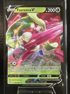 Pokemon TCG Holo Foil Tsareena V 021/264 Ultra Rare SWSH08: Fusion Strike