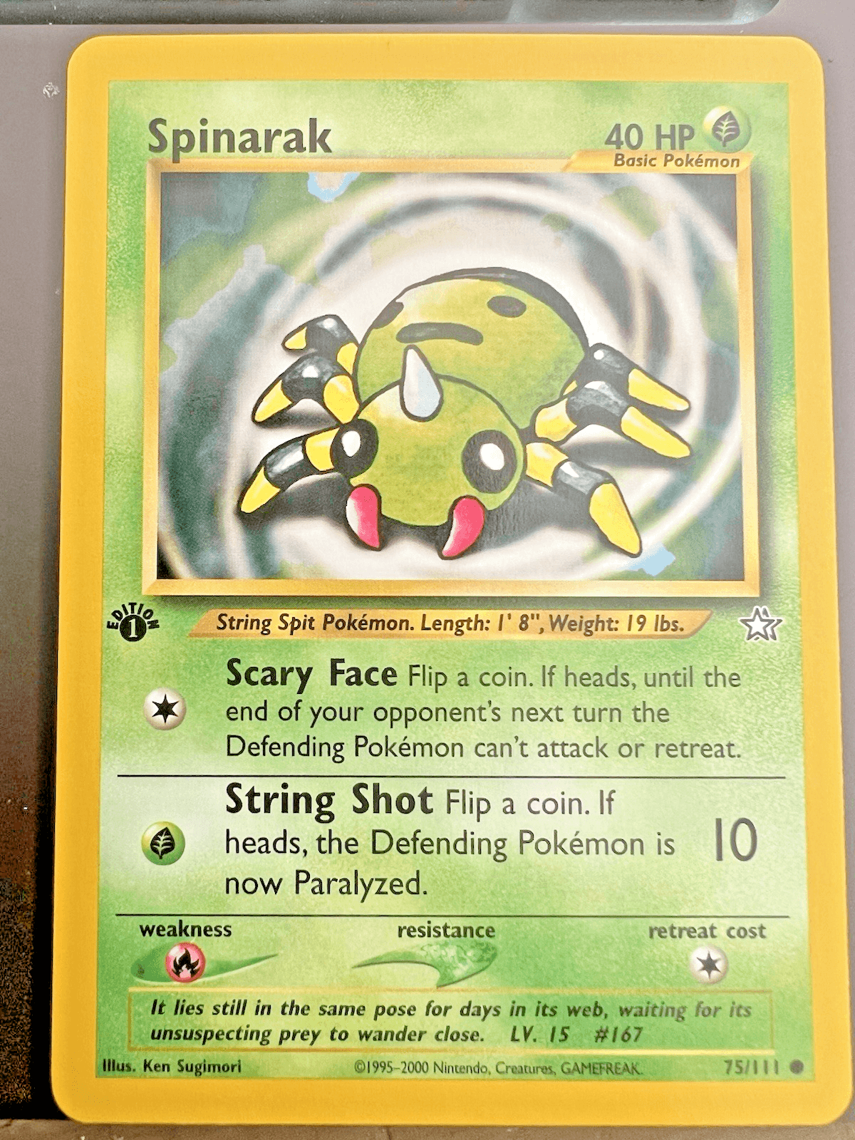 Pokemon TCG Spinarak 1st Edition 75/111 Neo Genesis