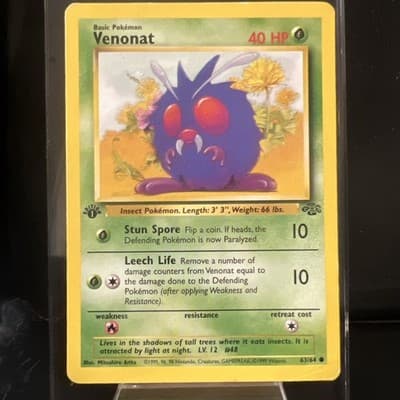 Pokémon TCG Venonat 1st Edition Jungle Card 63/64 Common NM/LP