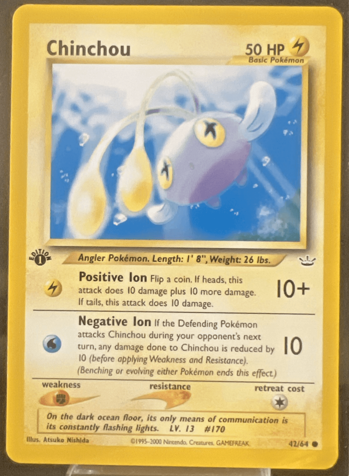 Pokemon TCG Chinchou 42/64 1st edition Neo Revelation NM