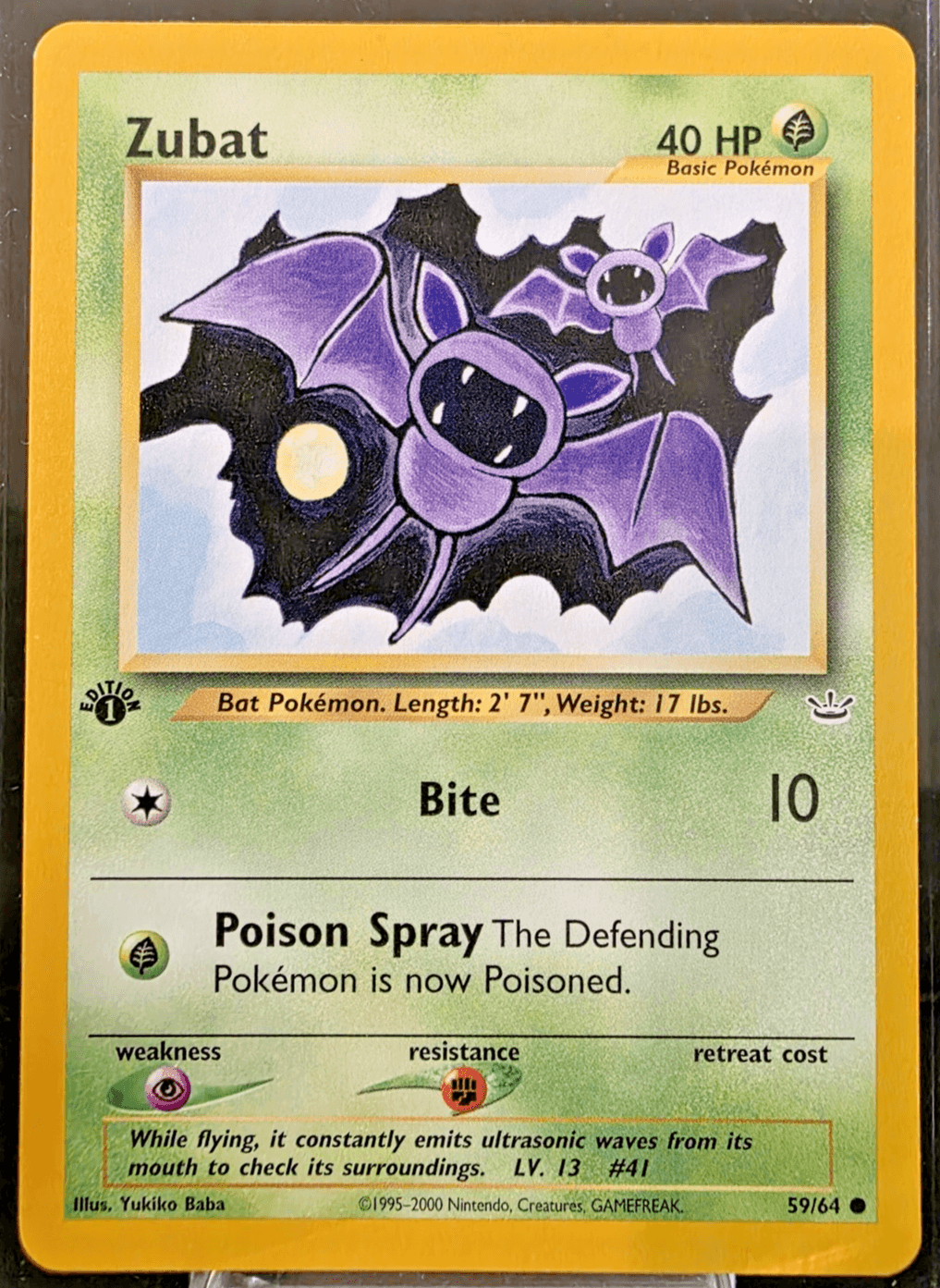 Pokemon TCG Zubat 59/64 1st Edition Neo Revelation NM