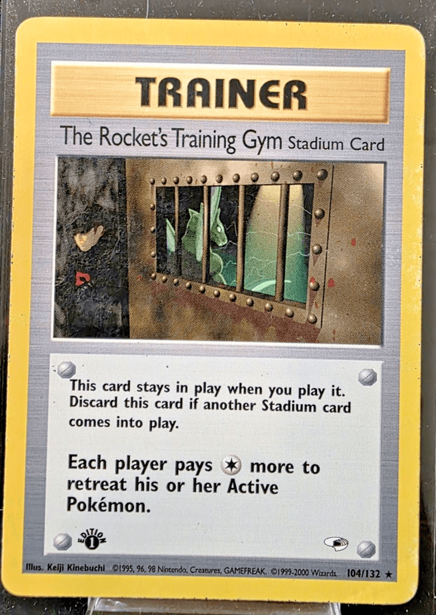 Pokemon TCG The Rockets Training Gym Stadium Card 104/132 1st Edition Rare